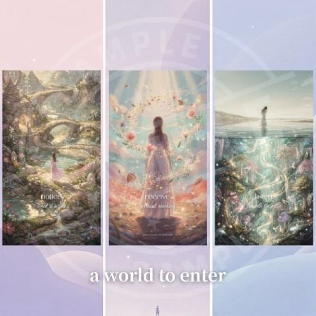 Digital Oracle Cards Wallpaper – Flow of Dreams (24 Images + PDF Guide)