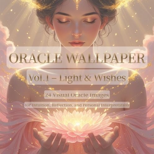 Digital Oracle Cards Wallpaper – Light & Wishes (24 Images + PDF Guide)